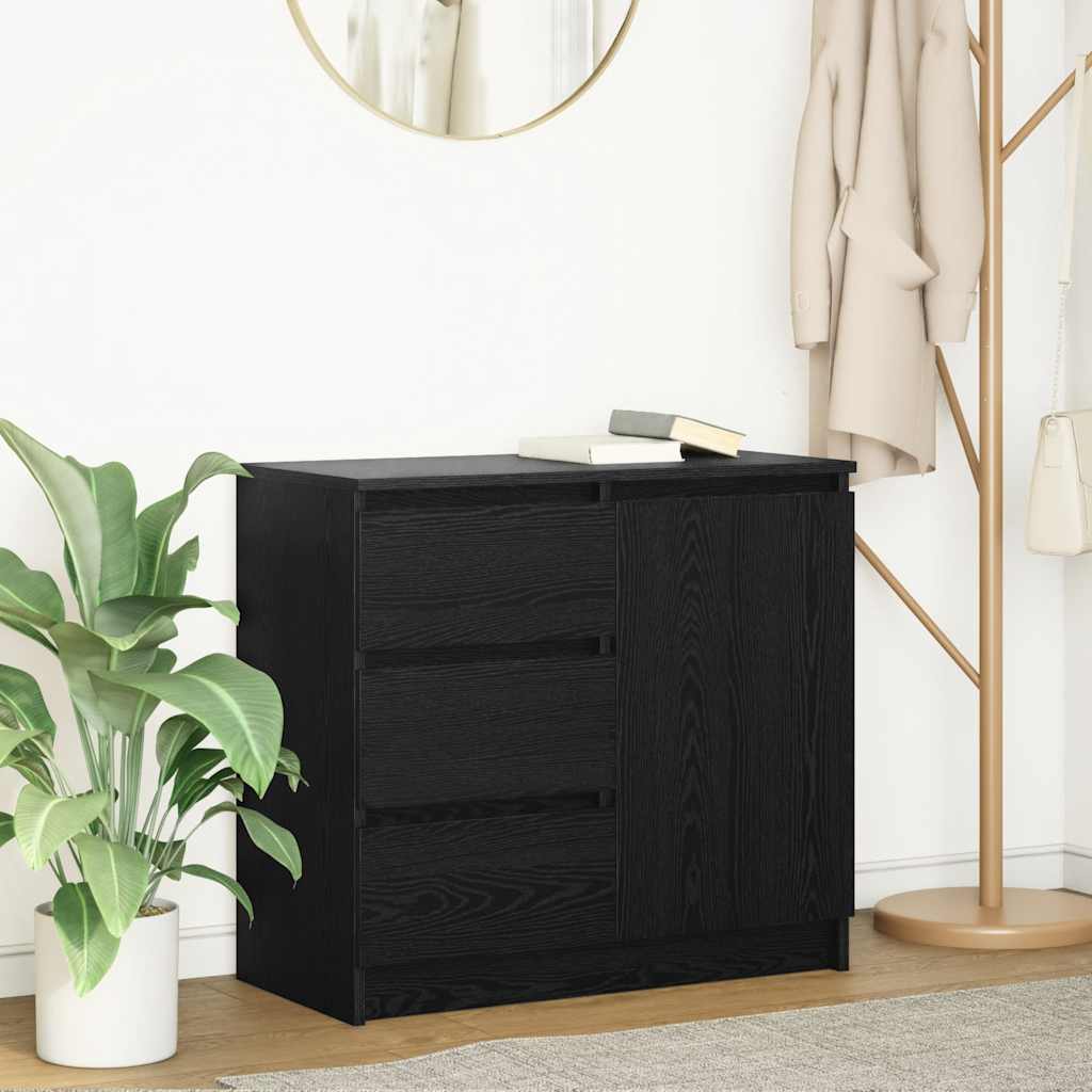Sideboard with Drawer 71x35x65 cm Engineered Wood Black oak