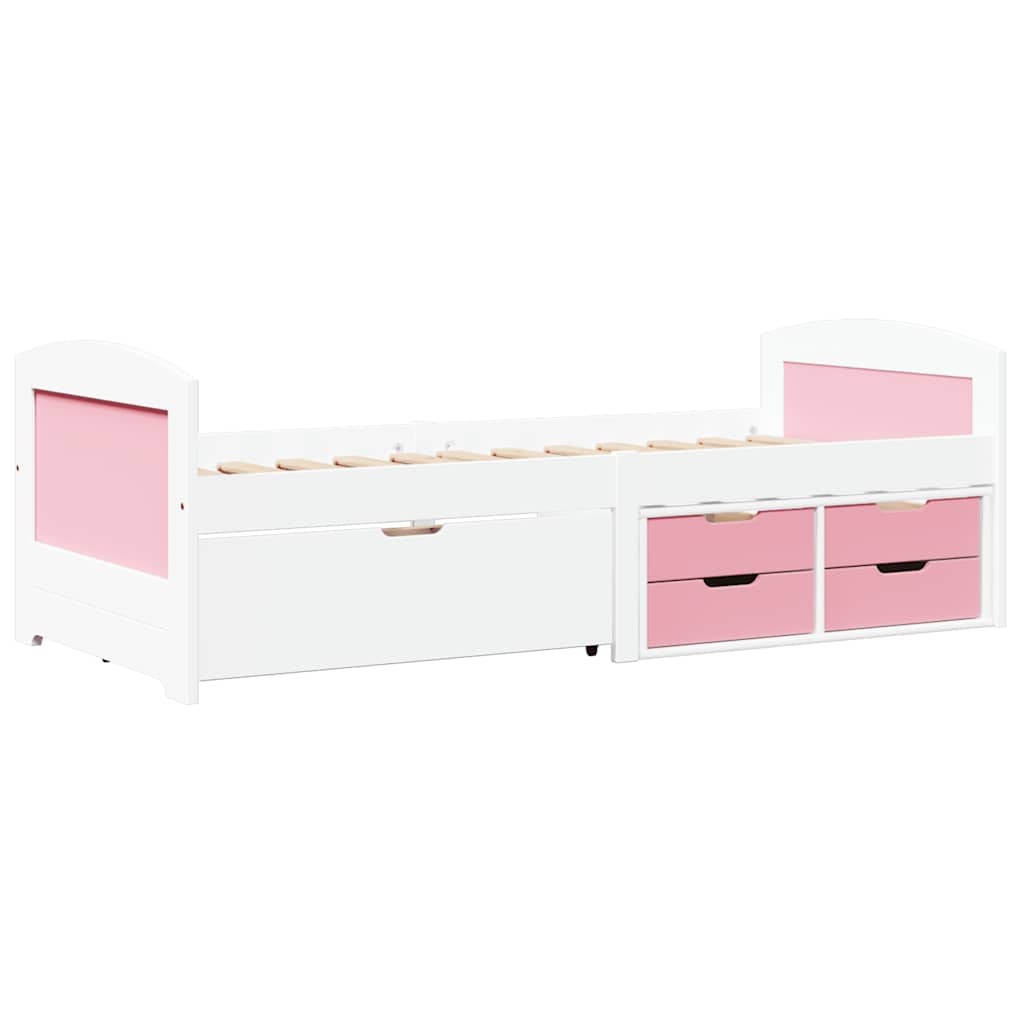 Day Bed with 5 Drawers without Mattress "IRUN" 90x200 cm White and pink