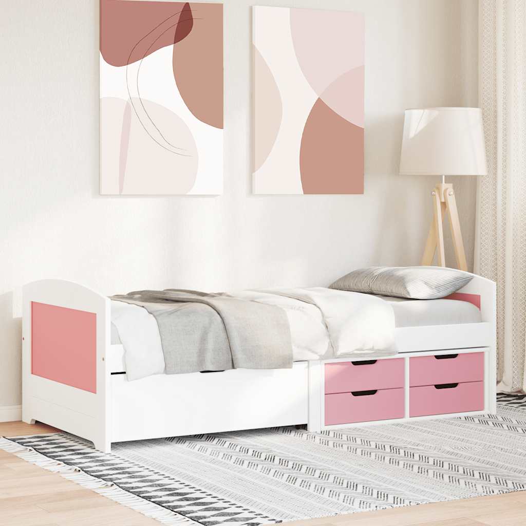 Day Bed with 5 Drawers without Mattress "IRUN" 90x200 cm White and pink