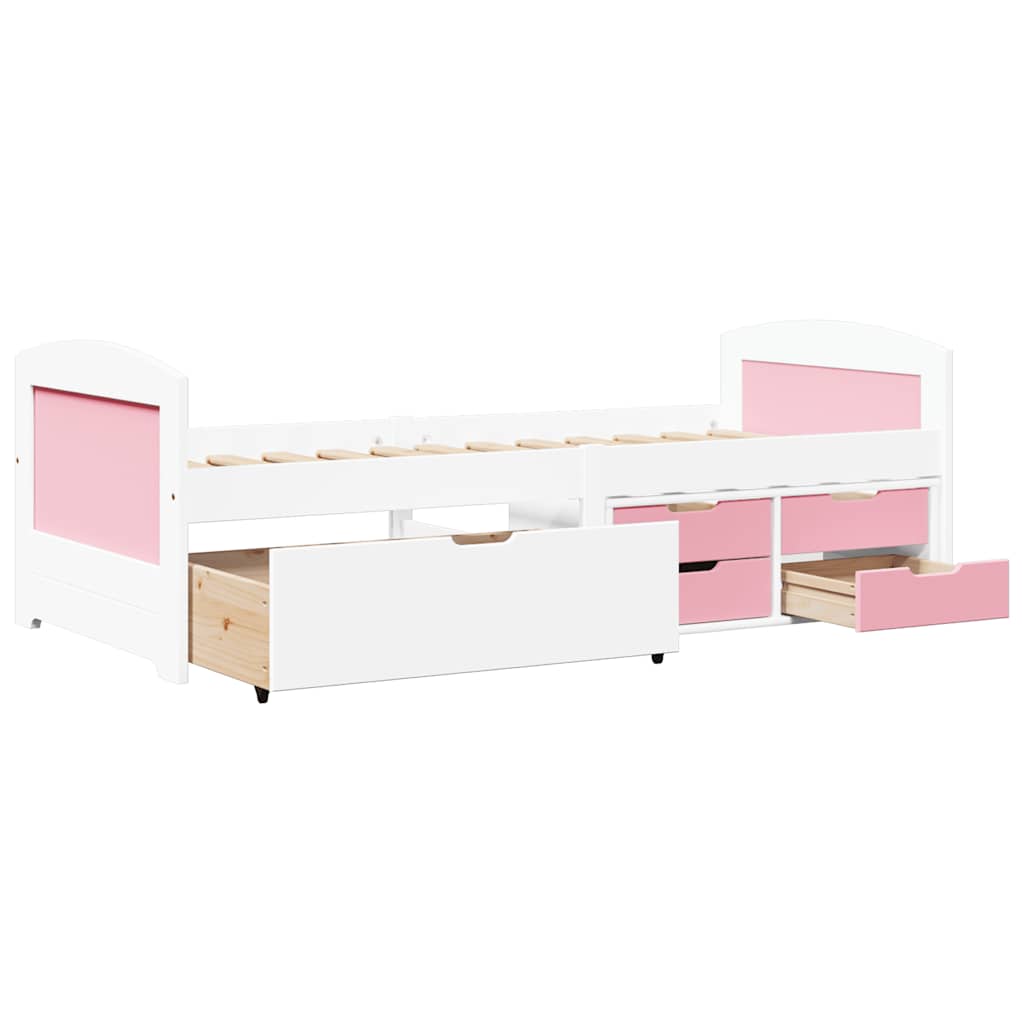Day Bed with 5 Drawers without Mattress "IRUN" 90x200 cm White and pink