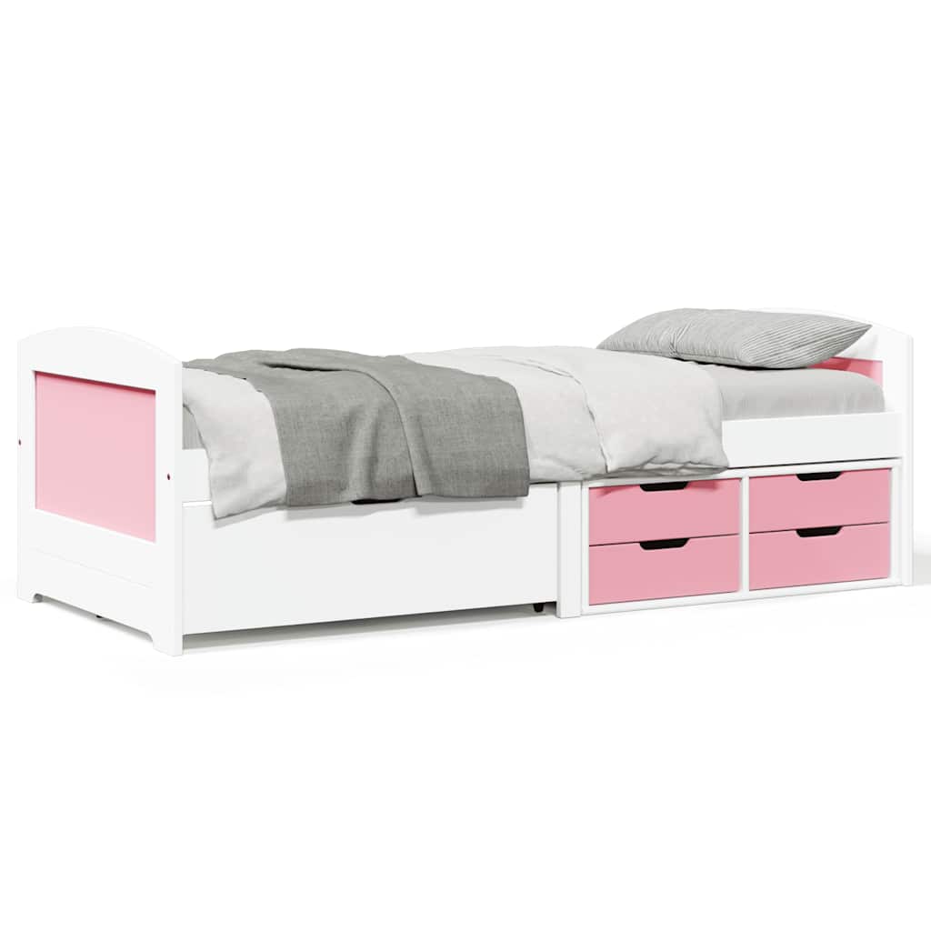 Day Bed with 5 Drawers without Mattress "IRUN" 90x200 cm White and pink