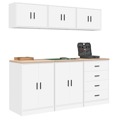 vidaXL Garage Cabinets 6 pcs White Engineered Wood 4