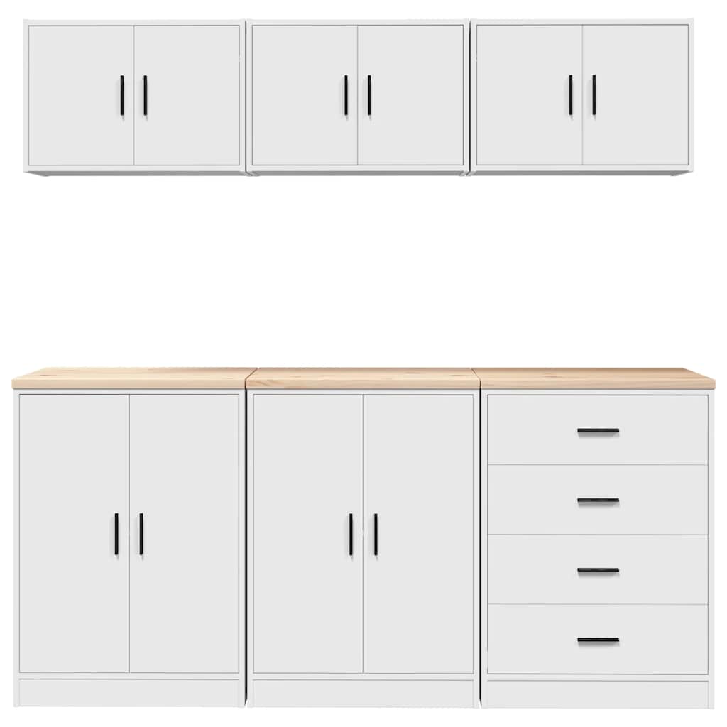 vidaXL Garage Cabinets 6 pcs White Engineered Wood 5