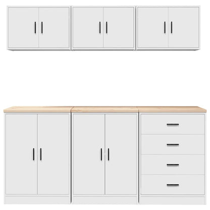 vidaXL Garage Cabinets 6 pcs White Engineered Wood 5