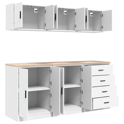vidaXL Garage Cabinets 6 pcs White Engineered Wood 6