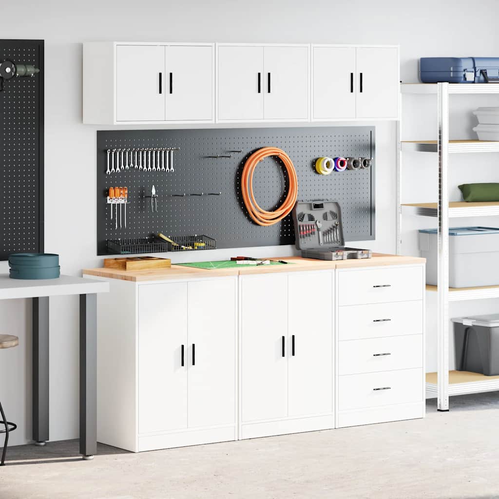 vidaXL Garage Cabinets 6 pcs White Engineered Wood 1