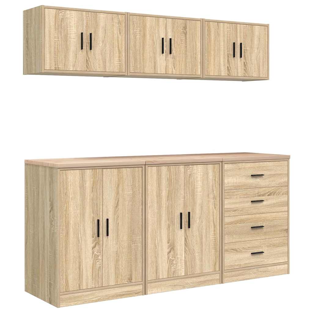 vidaXL Garage Cabinets 6 pcs Sonoma Oak Engineered Wood 2
