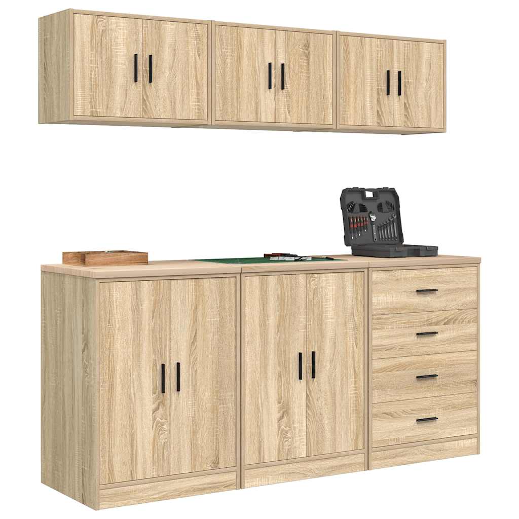 vidaXL Garage Cabinets 6 pcs Sonoma Oak Engineered Wood 4