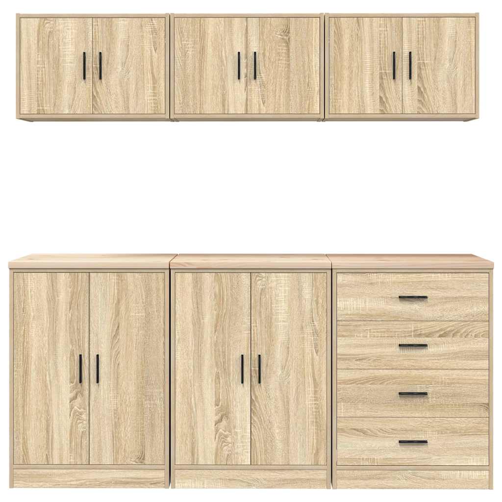 vidaXL Garage Cabinets 6 pcs Sonoma Oak Engineered Wood 5
