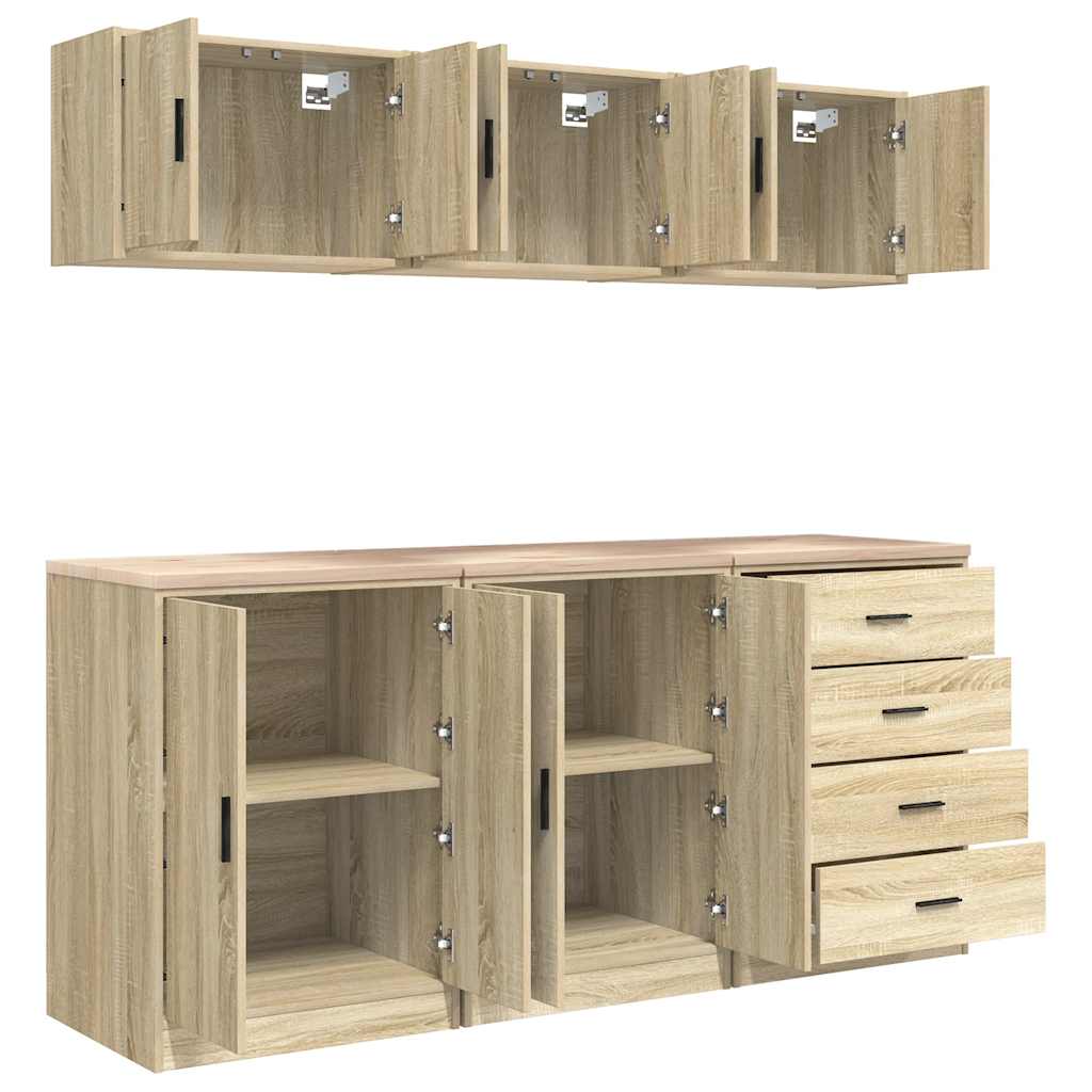 vidaXL Garage Cabinets 6 pcs Sonoma Oak Engineered Wood 6