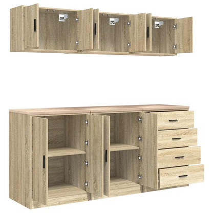 vidaXL Garage Cabinets 6 pcs Sonoma Oak Engineered Wood 6
