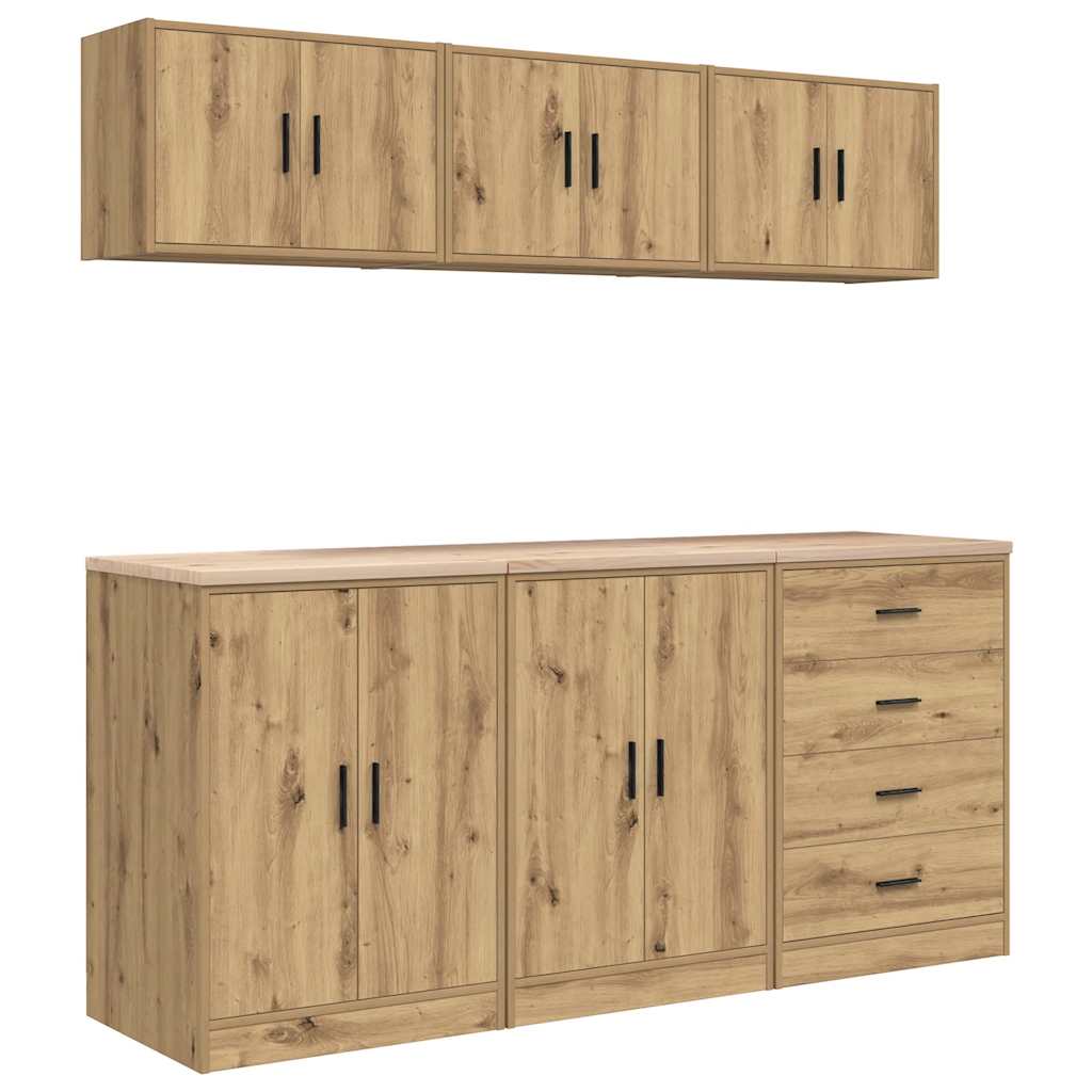 vidaXL Garage Cabinets 6 pcs Artisan Oak Engineered Wood 2