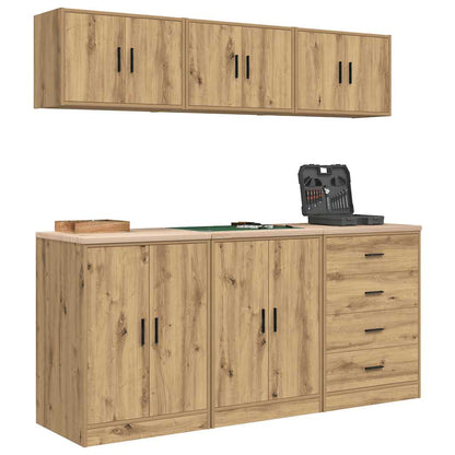 vidaXL Garage Cabinets 6 pcs Artisan Oak Engineered Wood 4