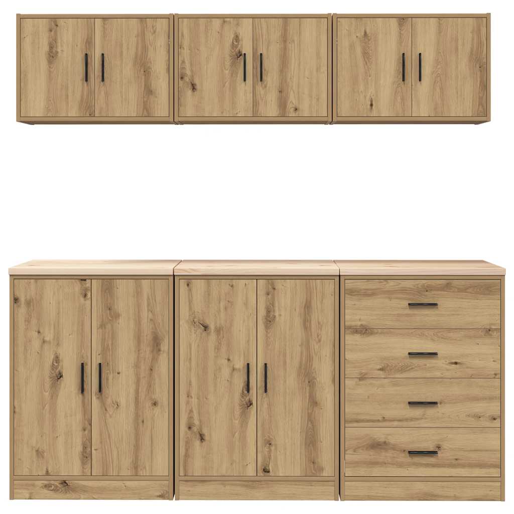 vidaXL Garage Cabinets 6 pcs Artisan Oak Engineered Wood 5