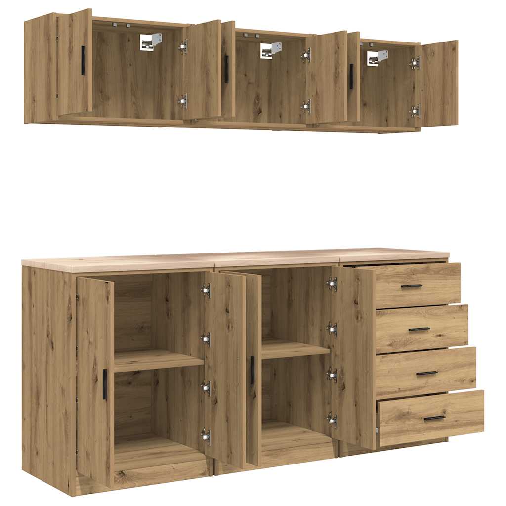vidaXL Garage Cabinets 6 pcs Artisan Oak Engineered Wood 6