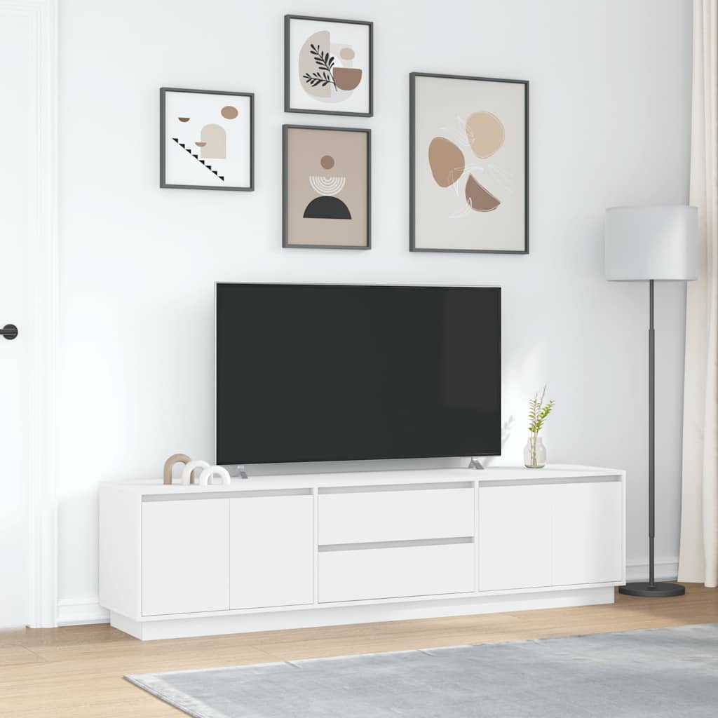 TV Cabinet with LED Lights 193.5x41x50 cm White