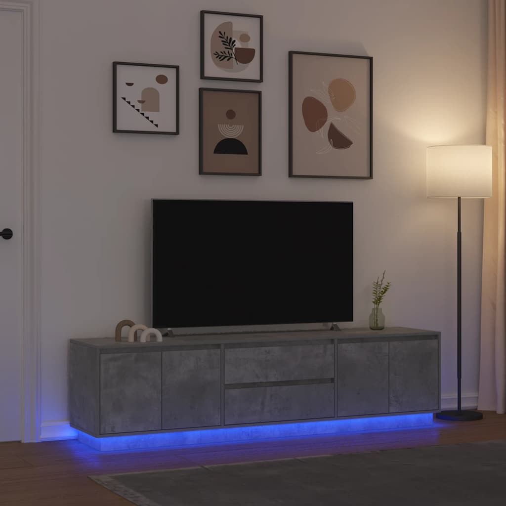 TV Cabinet with LED Lights 193.5x41x50 cm Concrete grey