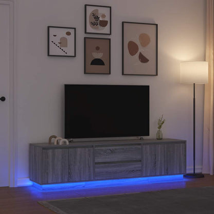 TV Cabinet with LED Lights 193.5x41x50 cm Grey sonoma
