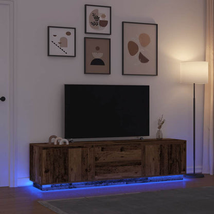 TV Cabinet with LED Lights 193.5x41x50 cm Old wood