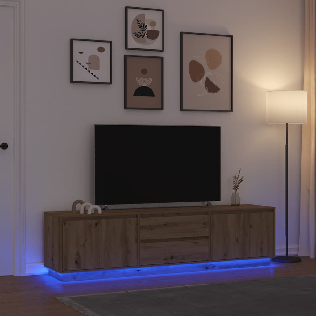 TV Cabinet with LED Lights 193.5x41x50 cm Artisan oak