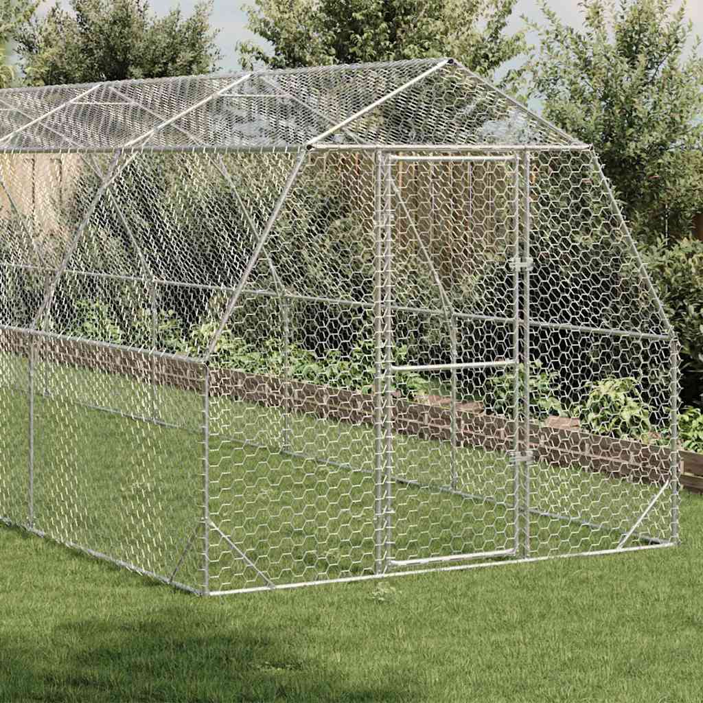 vidaXL Chicken Run 2.5x12x2.25 m Galvanised Steel 2