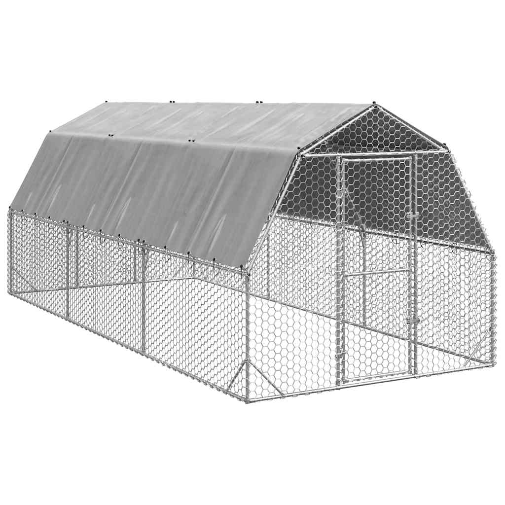 vidaXL Chicken Run with Roof 2.5x6x2.25 m Galvanised Steel 1
