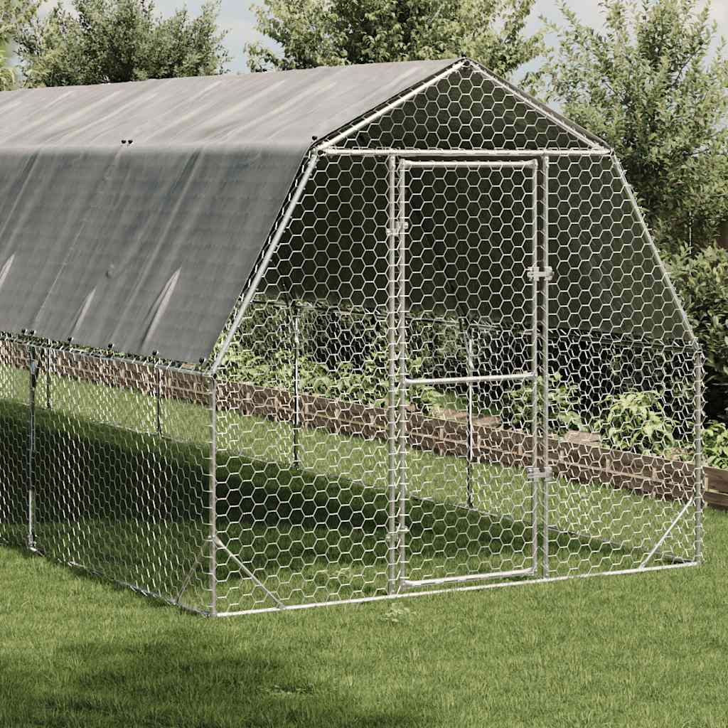 vidaXL Chicken Run with Roof 2.5x6x2.25 m Galvanised Steel 2