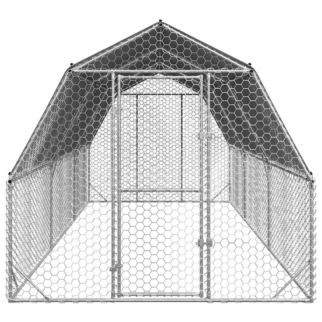 vidaXL Chicken Run with Roof 2.5x6x2.25 m Galvanised Steel 3