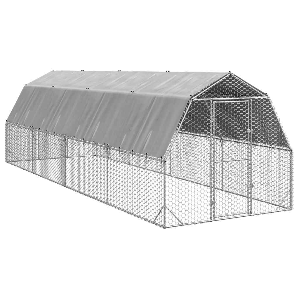 vidaXL Chicken Run with Roof 2,5x8x2,25 m Galvanised Steel 1