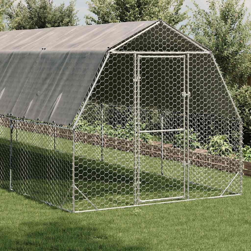 vidaXL Chicken Run with Roof 2,5x8x2,25 m Galvanised Steel 2