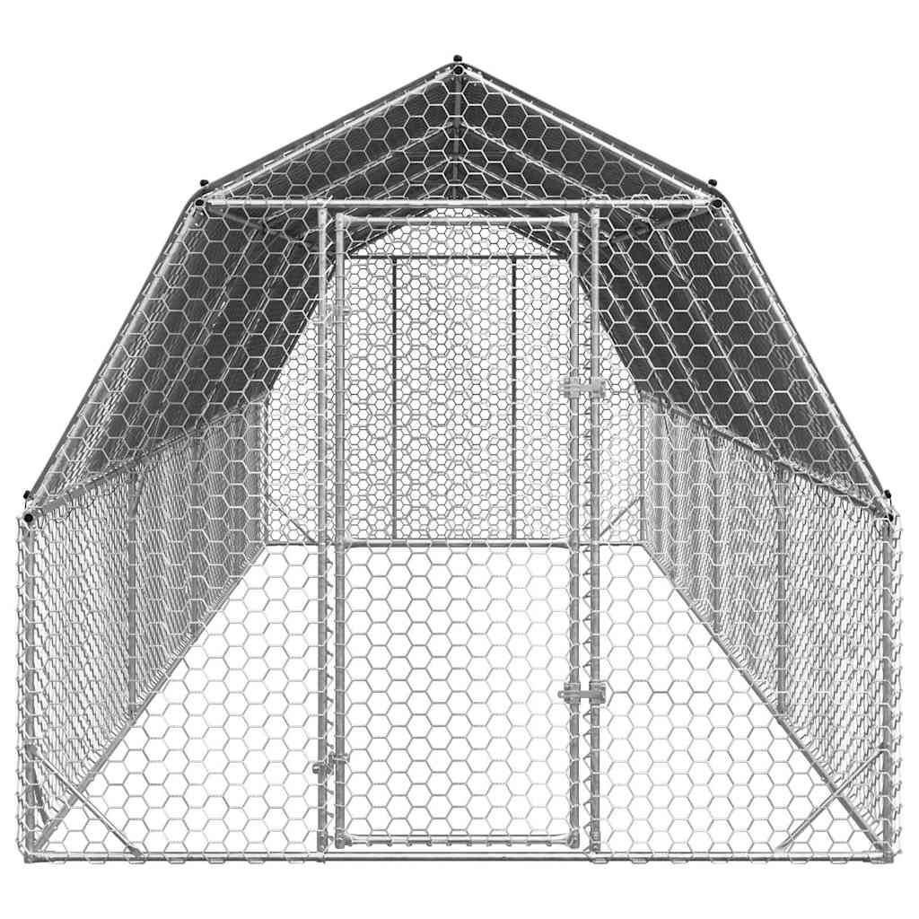 vidaXL Chicken Run with Roof 2,5x8x2,25 m Galvanised Steel 3