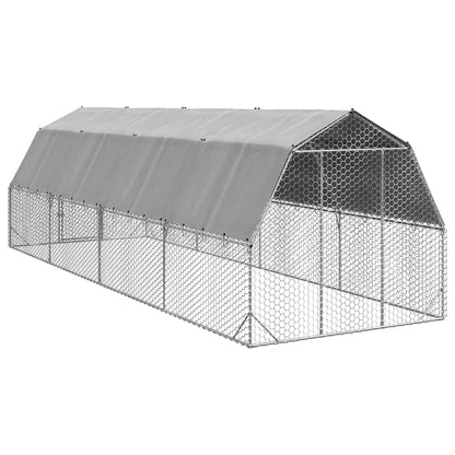 vidaXL Chicken Run with Roof 2,5x8x2,25 m Galvanised Steel 5