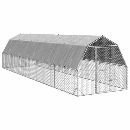 vidaXL Chicken Run with Roof 2,5x10x2,25 m Galvanised Steel 1