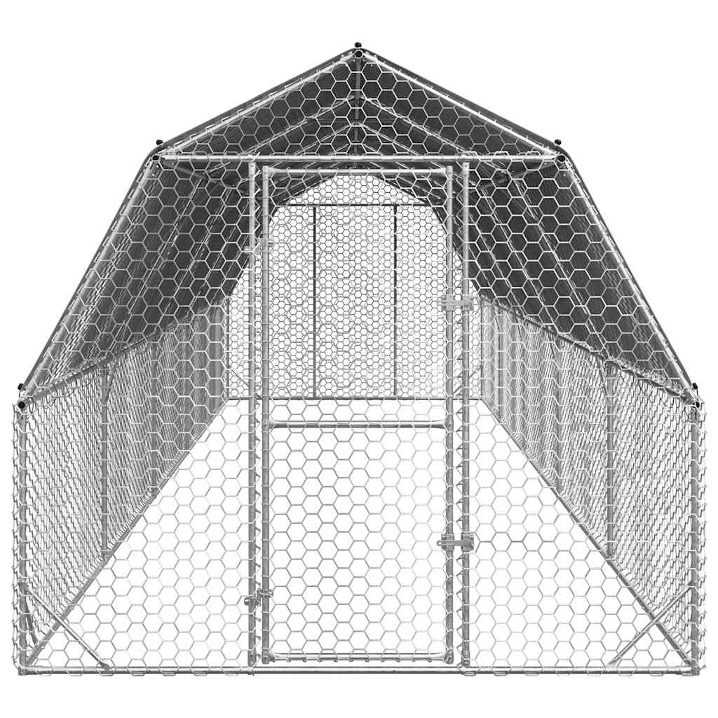 vidaXL Chicken Run with Roof 2,5x10x2,25 m Galvanised Steel 3
