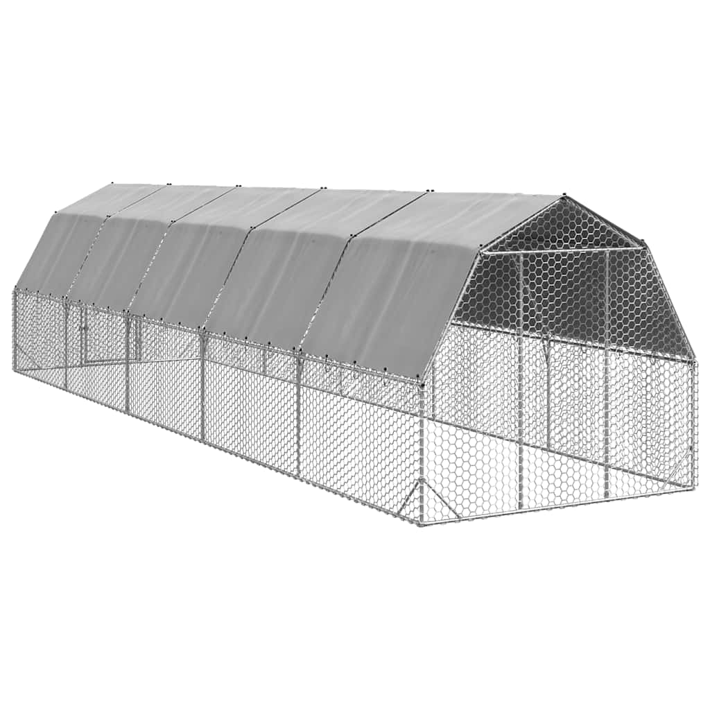 vidaXL Chicken Run with Roof 2,5x10x2,25 m Galvanised Steel 5