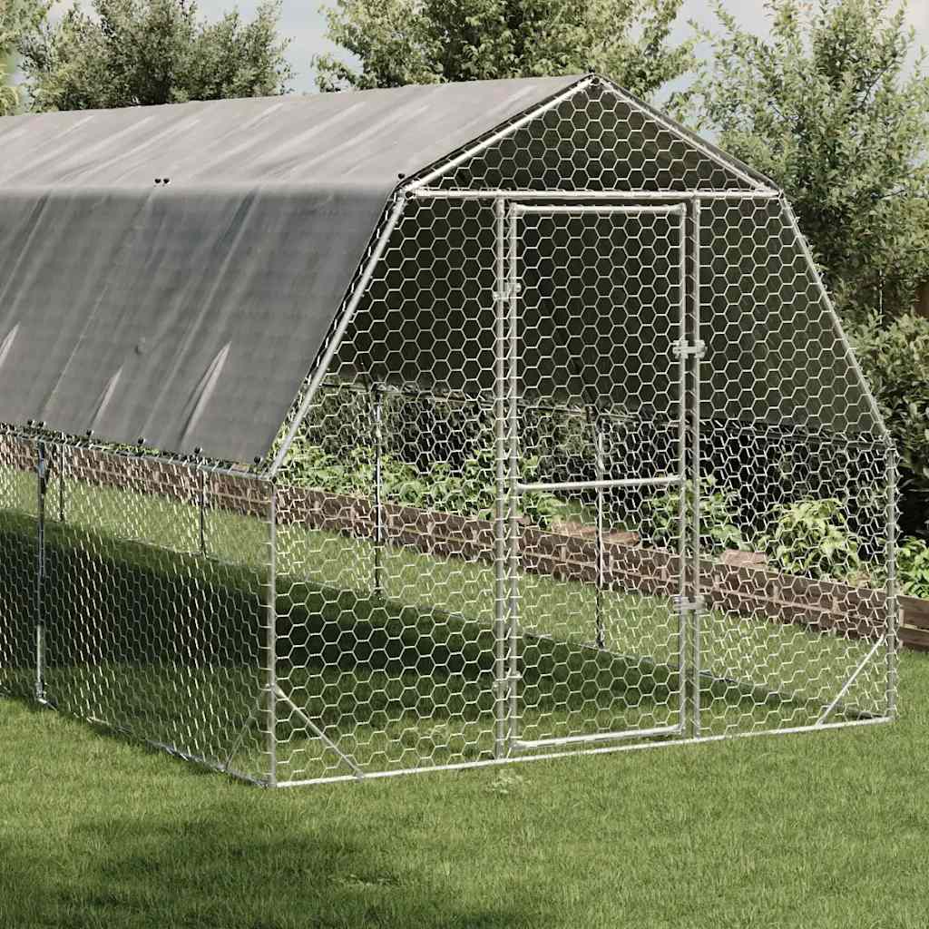 vidaXL Chicken Run with Roof 2,5x12x2,25 m Galvanised Steel 2
