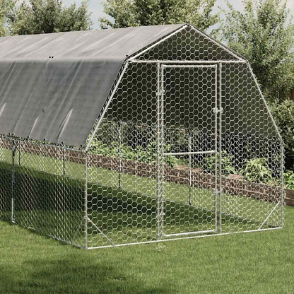 vidaXL Chicken Run with Roof 2,5x12x2,25 m Galvanised Steel 2