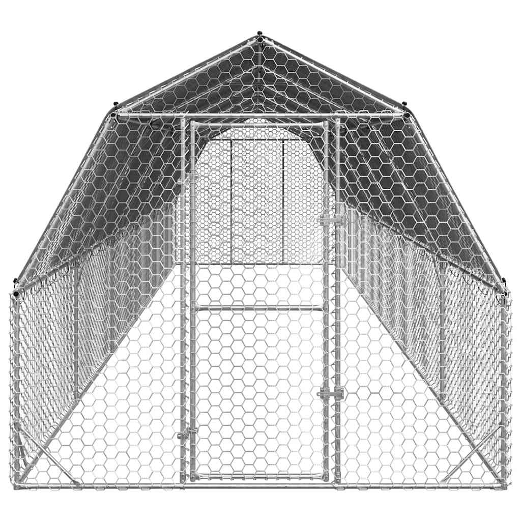 vidaXL Chicken Run with Roof 2,5x12x2,25 m Galvanised Steel 3