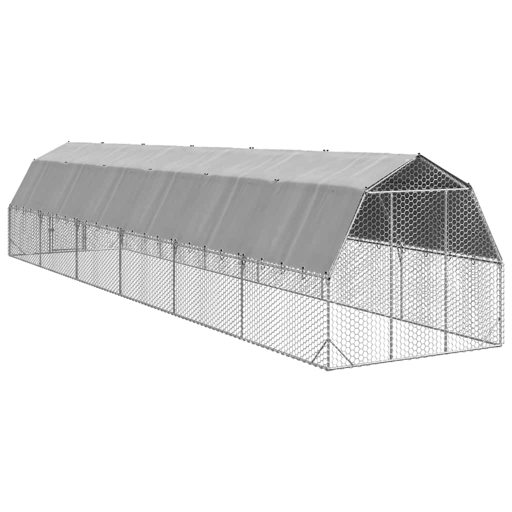 vidaXL Chicken Run with Roof 2,5x12x2,25 m Galvanised Steel 5