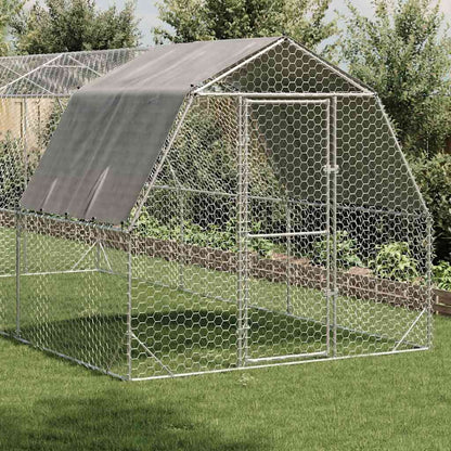 vidaXL Chicken Run with Roof 2.5x4x2.25 m Galvanised Steel
