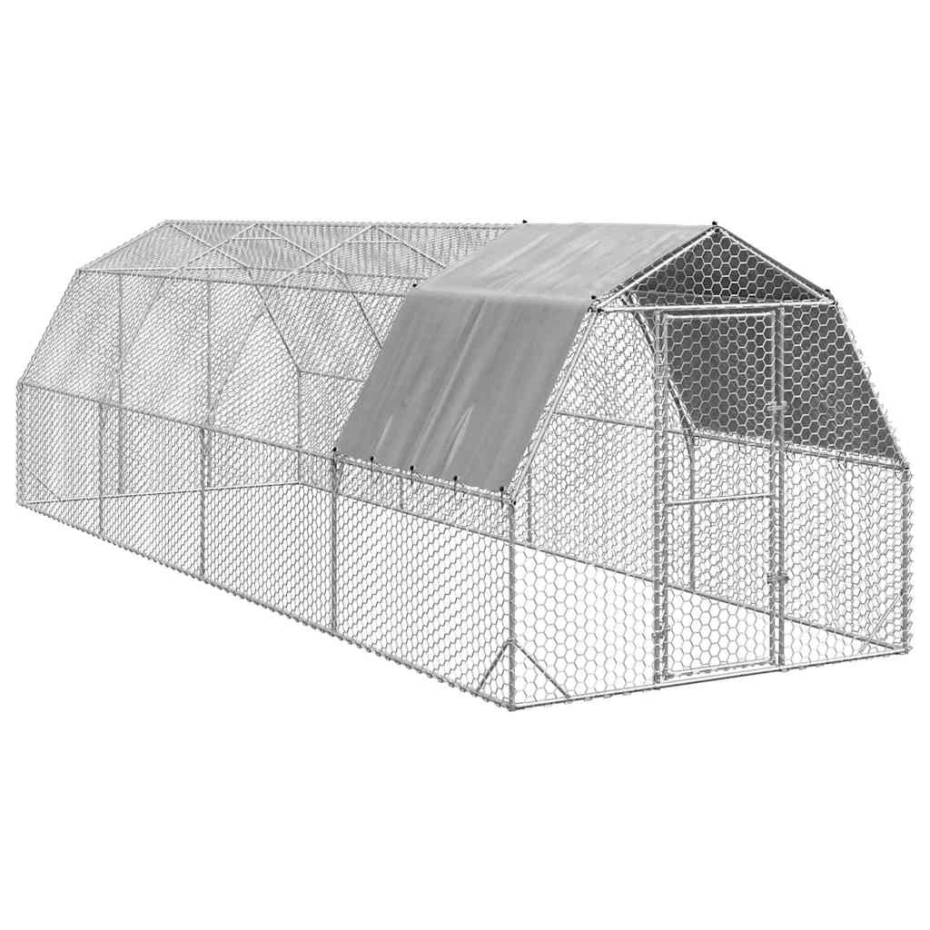 vidaXL Chicken Run with Roof 2.5x8x2.25 m Galvanised Steel 1