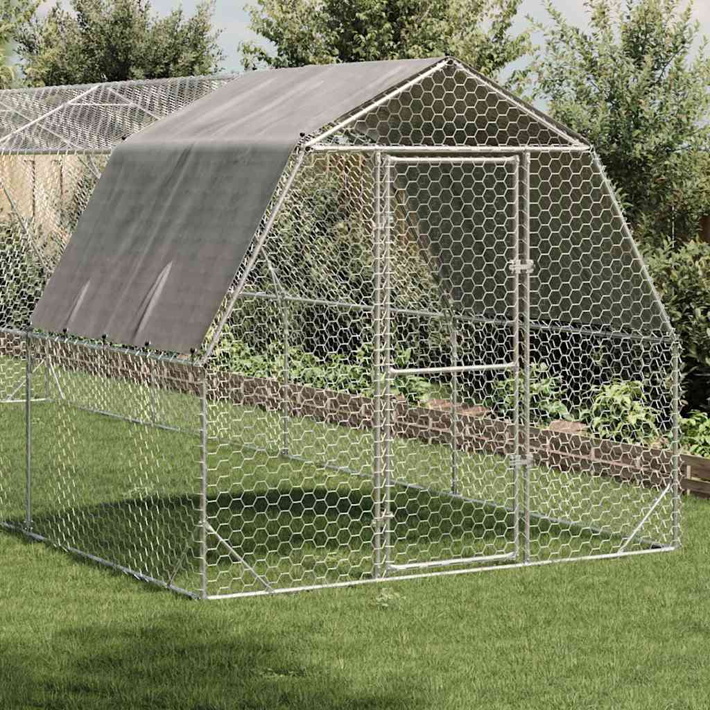 vidaXL Chicken Run with Roof 2.5x8x2.25 m Galvanised Steel 2