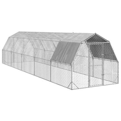 vidaXL Chicken Run with Roof 2,5x10x2,25 m Galvanised Steel 1