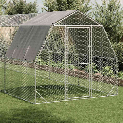 vidaXL Chicken Run with Roof 2,5x10x2,25 m Galvanised Steel 2