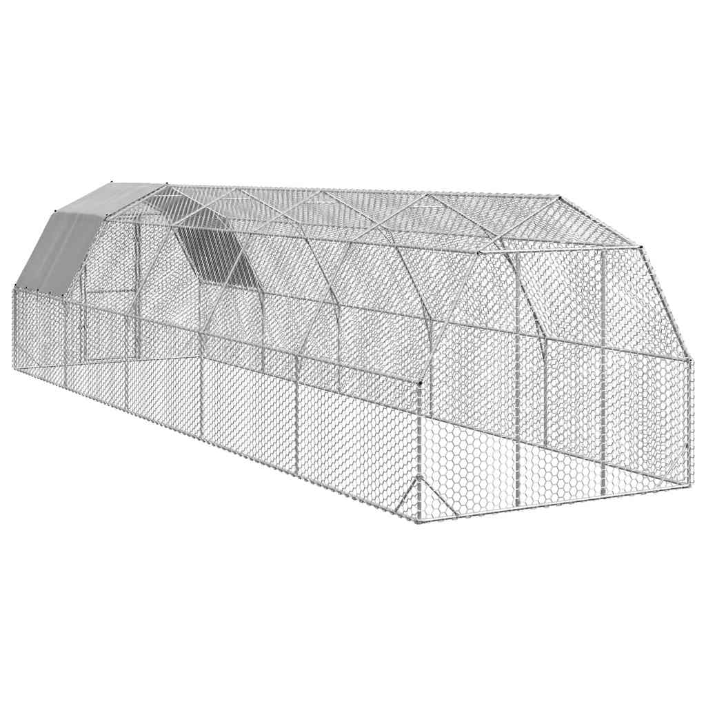 vidaXL Chicken Run with Roof 2,5x10x2,25 m Galvanised Steel 5