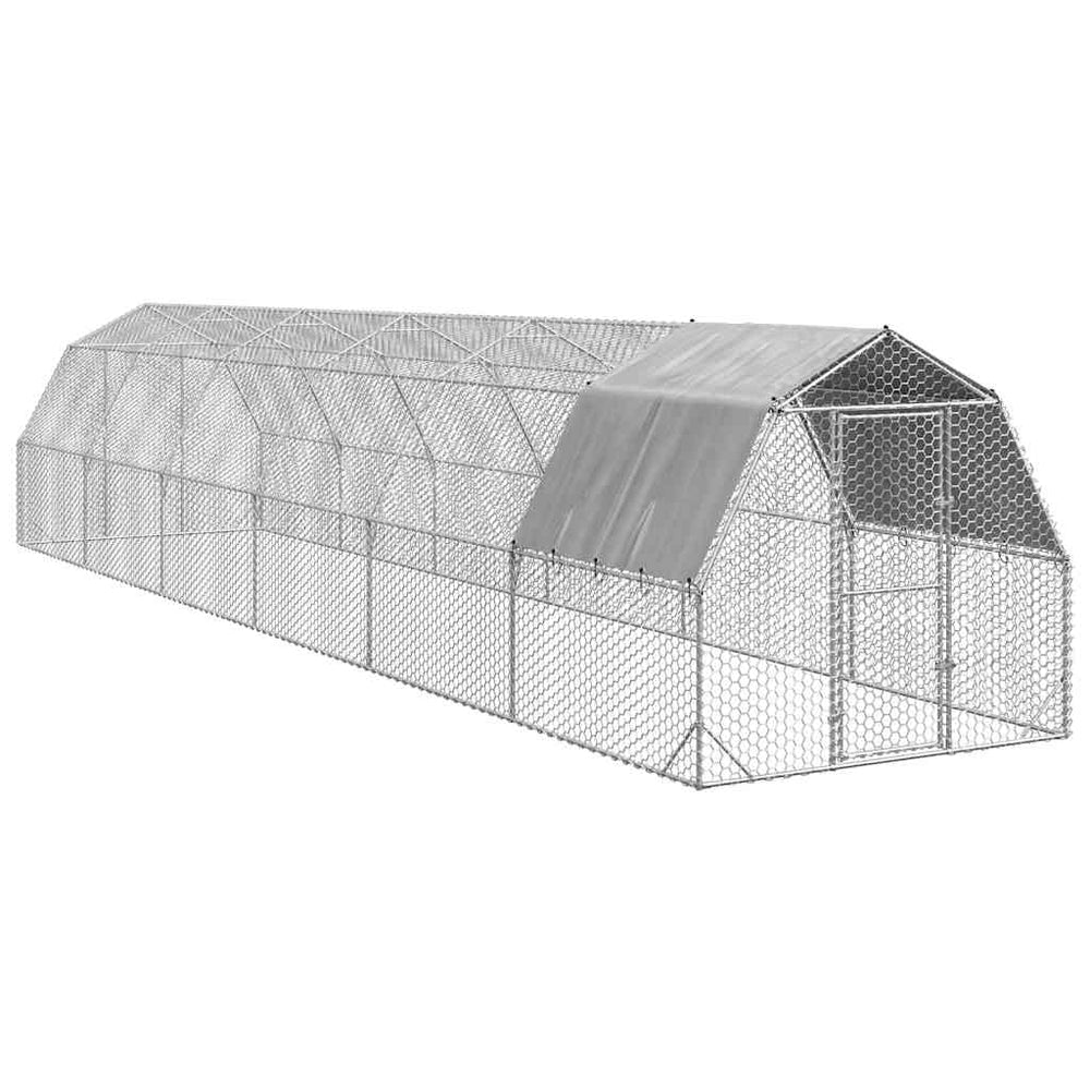 vidaXL Chicken Run with Roof 2,5x12x2,25 m Galvanised Steel