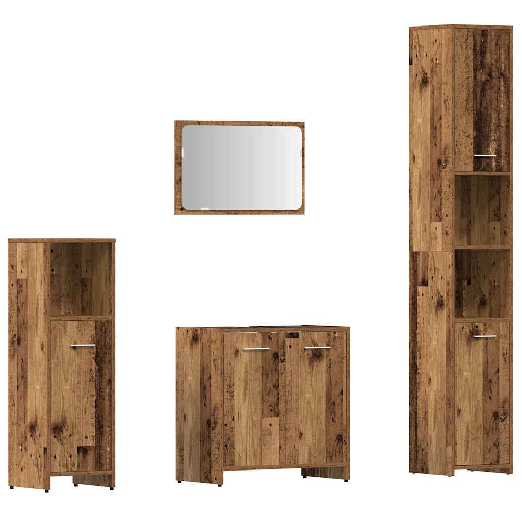 4 Piece Bathroom Furniture Set Engineered Wood Old wood