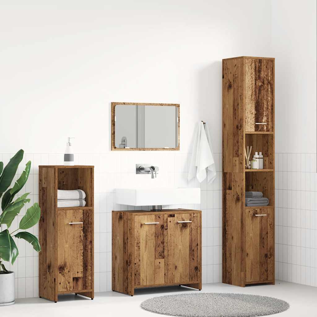 4 Piece Bathroom Furniture Set Engineered Wood Old wood