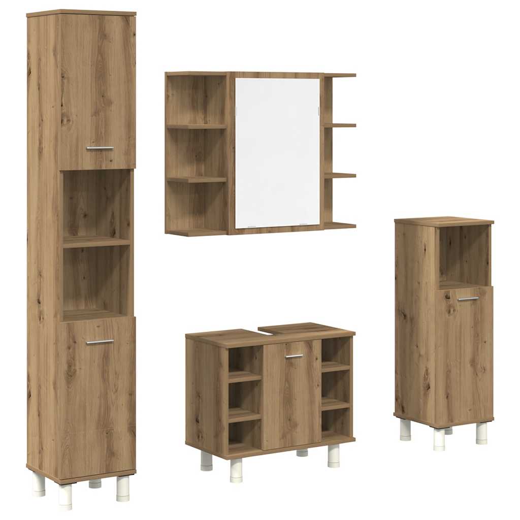 4 Piece Bathroom Furniture Set Engineered Wood Artisan oak