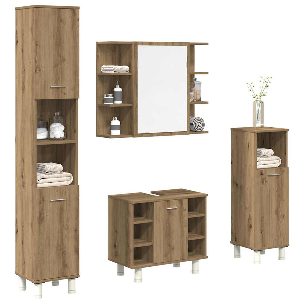 vidaXL 4 Piece Bathroom Furniture Set Engineered Wood